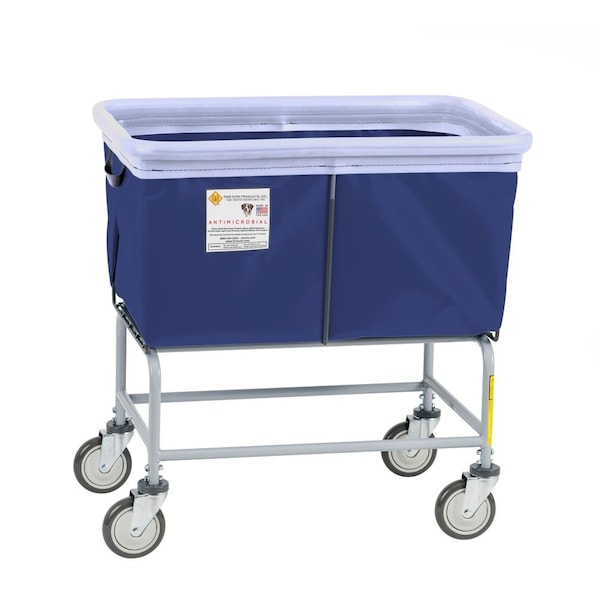 Antimicrobial Elevated Basket Truck, Vinyl, Bumper, 4 Bushel, Navy